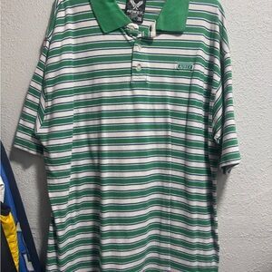 Avirex Green and White Striped Polo Shirt